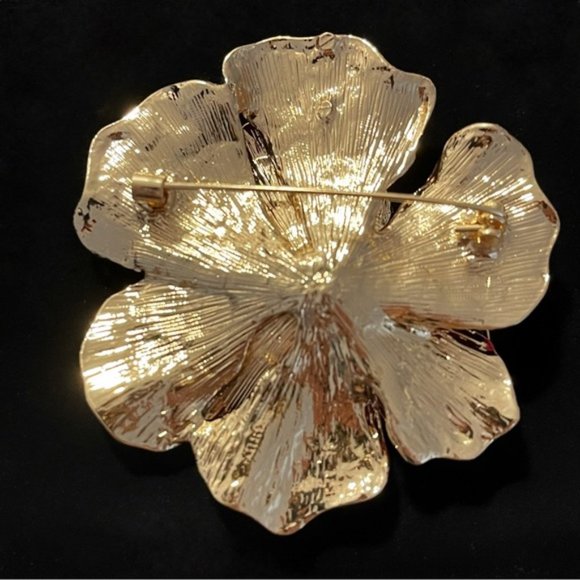 ✨ Beautiful Large Red Enamel Rhinestone Brooch - Picture 2 of 2